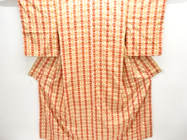 JAPANESE KIMONO / HANDWOVEN MAWATA TSUMUGI KIMONO / ABSTRACT PATTERNS